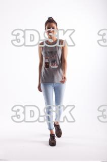 Walking photo references of Molly blue jeans womna singlet 0002